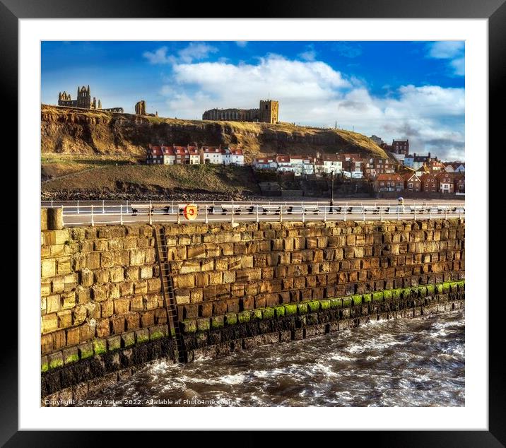 Whitby Sea Wall View. Framed Mounted Print by Craig Yates