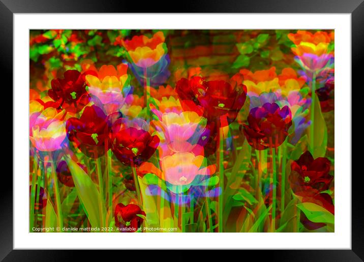 GLITCH  ART on  Tulips in a park Framed Mounted Print by daniele mattioda