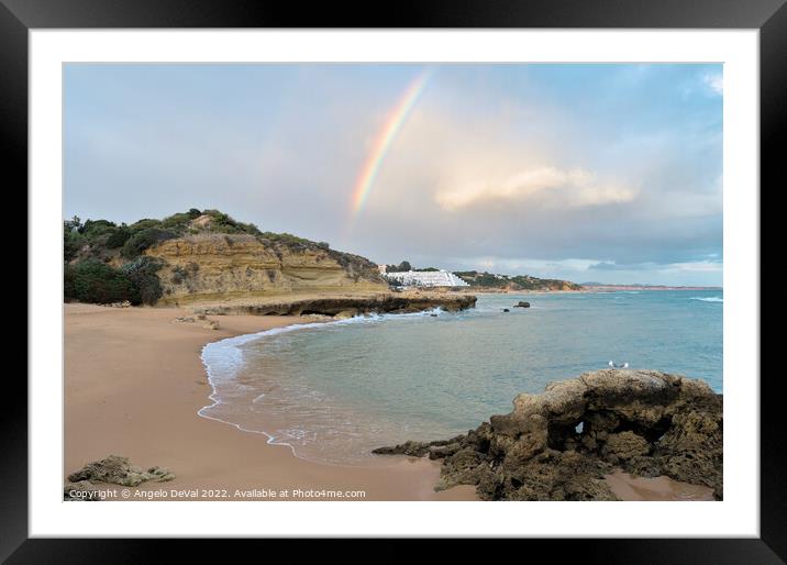 Rainbow in Aveiros Beach Framed Mounted Print by Angelo DeVal