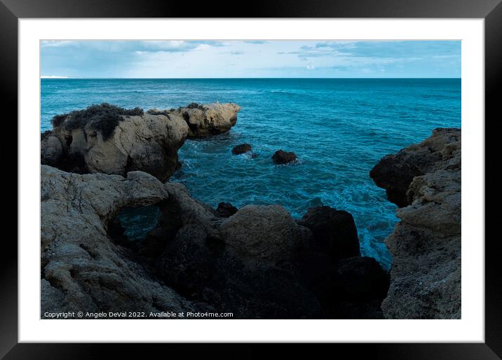 Rocks and Sea Near Aveiros Beach Framed Mounted Print by Angelo DeVal