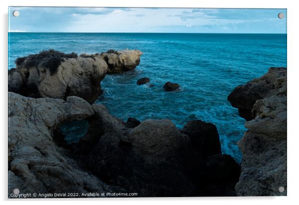 Rocks and Sea Near Aveiros Beach Acrylic by Angelo DeVal