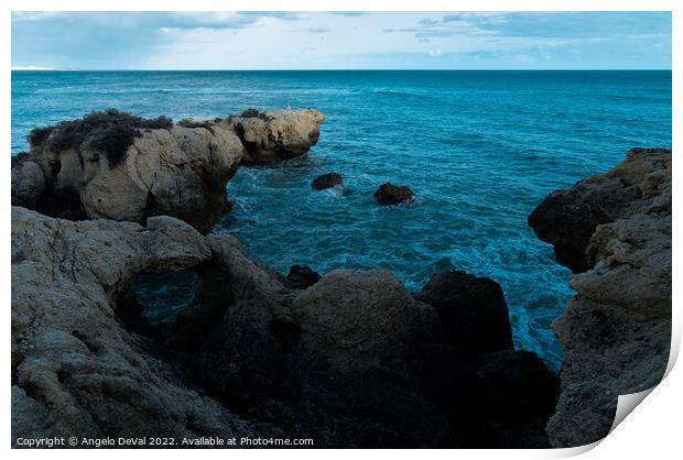 Rocks and Sea Near Aveiros Beach Print by Angelo DeVal