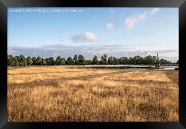 Long dry grass at Diana fountain in Bushy Park Framed Print by Kevin White