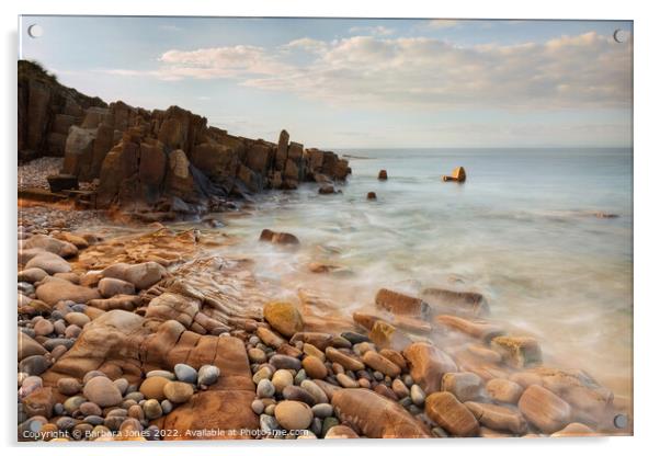 Moray Coast, Cove Bay, Hopeman Scotland. Acrylic by Barbara Jones