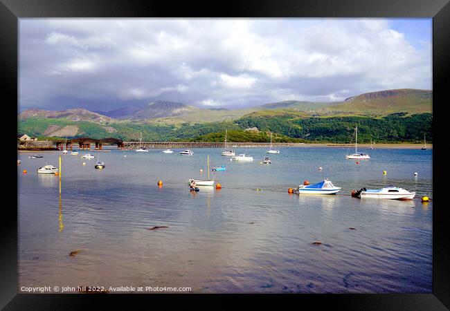 Storm approaching Barmouth Harbour, Wales. Framed Print by john hill