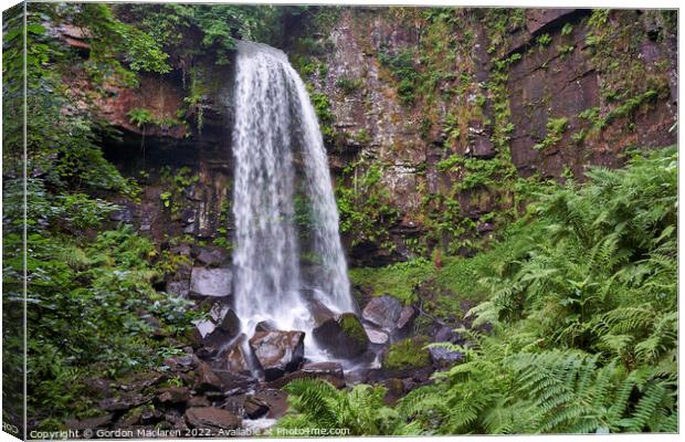 A large waterfall in a forest Canvas Print by Gordon Maclaren
