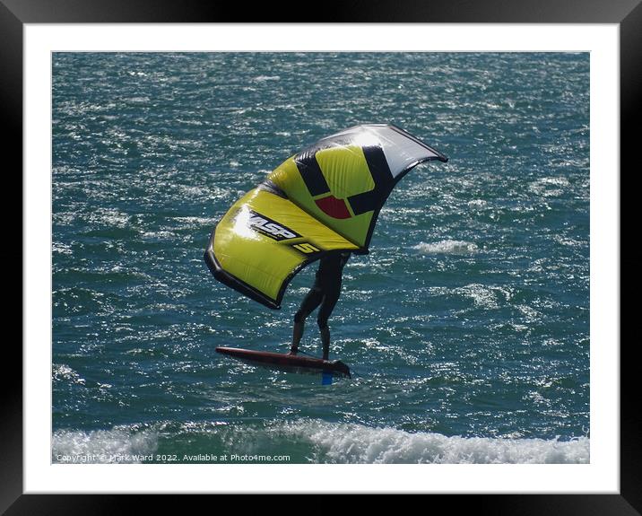 Wing Surfing at East Wittering. Framed Mounted Print by Mark Ward