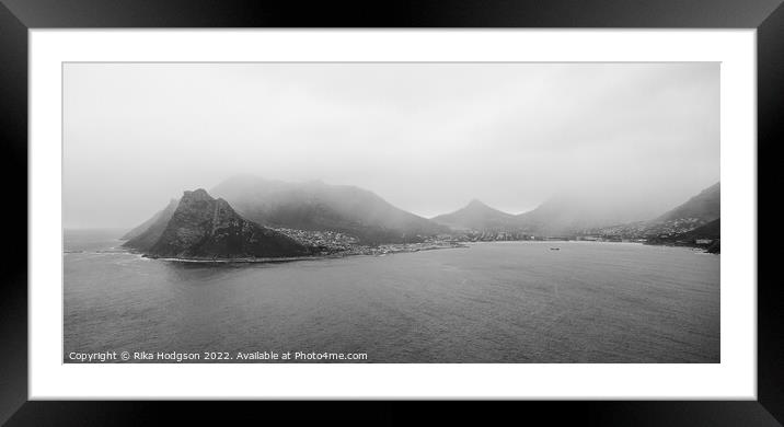 Black & White, rain over Hout Bay, South Africa Framed Mounted Print by Rika Hodgson