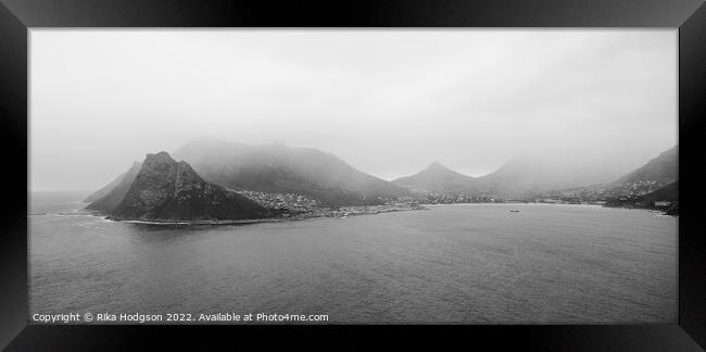 Black & White, rain over Hout Bay, South Africa Framed Print by Rika Hodgson