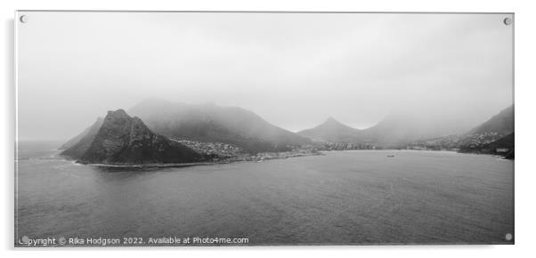 Black & White, rain over Hout Bay, South Africa Acrylic by Rika Hodgson