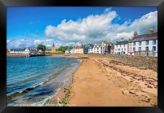 Anstruther Shorefront Sea View Framed Print by Kasia Design