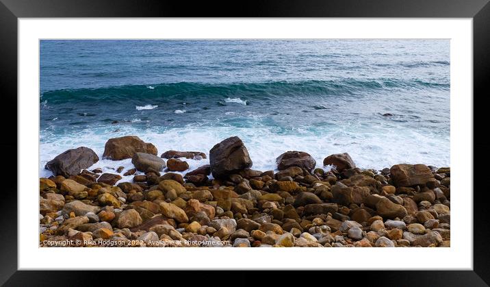 Seascape on Atlantic seaboard, Cape Town coastline Framed Mounted Print by Rika Hodgson