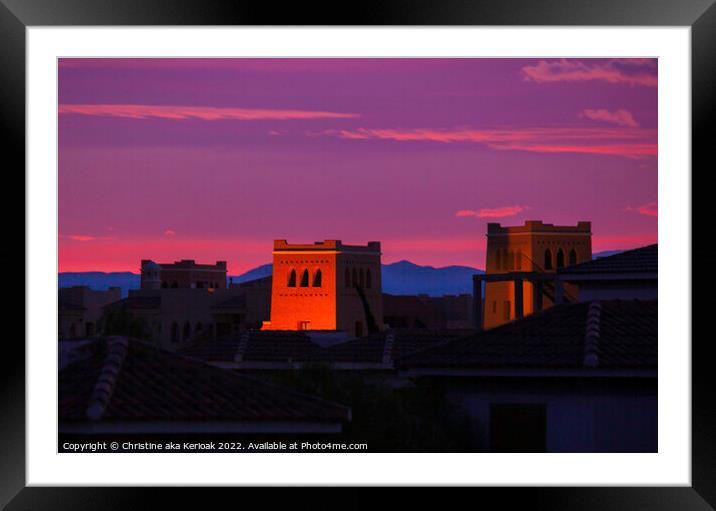 Towers In The Sunset Framed Mounted Print by Christine Kerioak