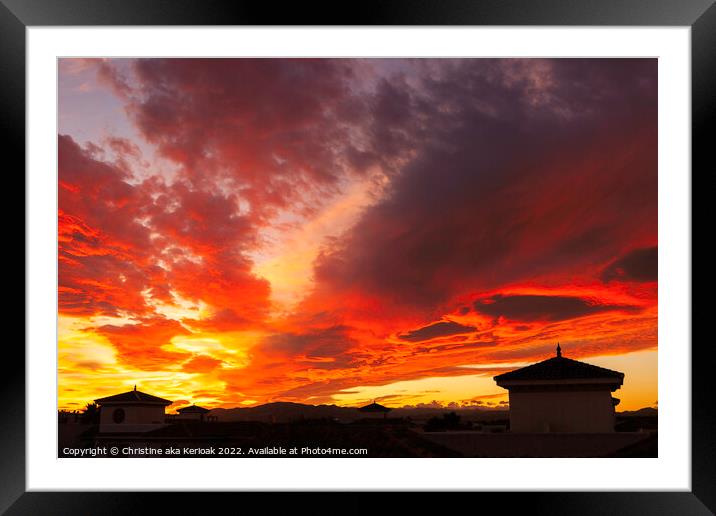 Sky On Fire, Sunset Framed Mounted Print by Christine Kerioak