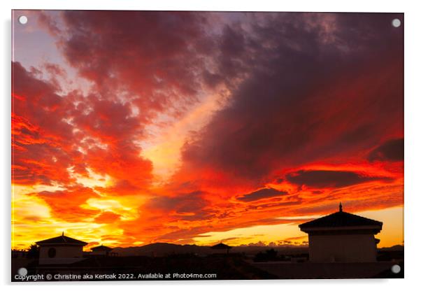 Sky On Fire, Sunset Acrylic by Christine Kerioak