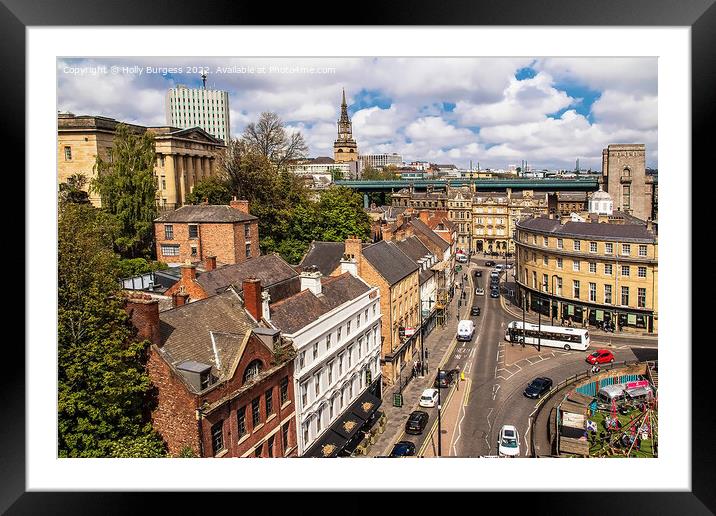 Newcastle upon Tyne streets and rooftops  Framed Mounted Print by Holly Burgess