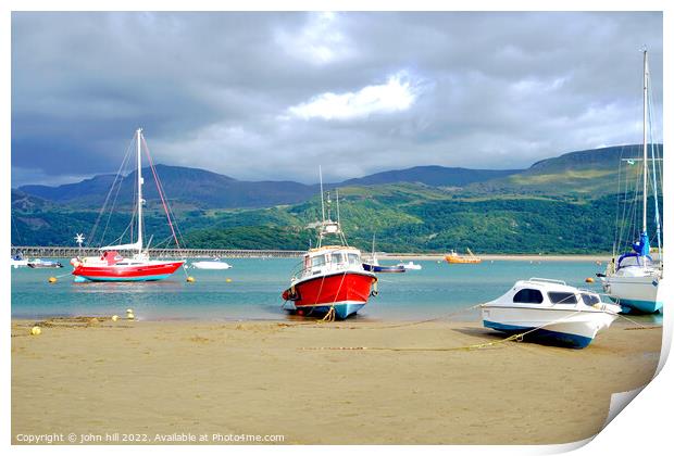 Barmouth beach and river Mawddach, Wales Print by john hill