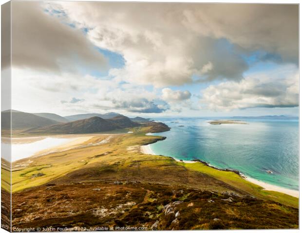 Isle of Harris coast, Outer Hebrides, Scotland Canvas Print by Justin Foulkes