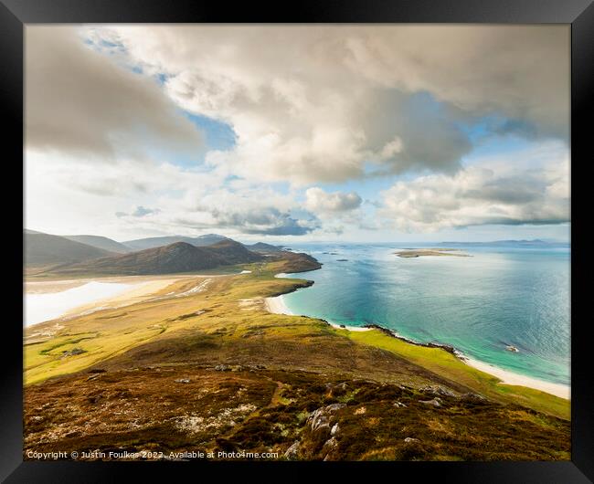 Isle of Harris coast, Outer Hebrides, Scotland Framed Print by Justin Foulkes