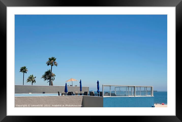Balcony and palm trees at Long Beach, Los Angeles Framed Mounted Print by Lensw0rld 