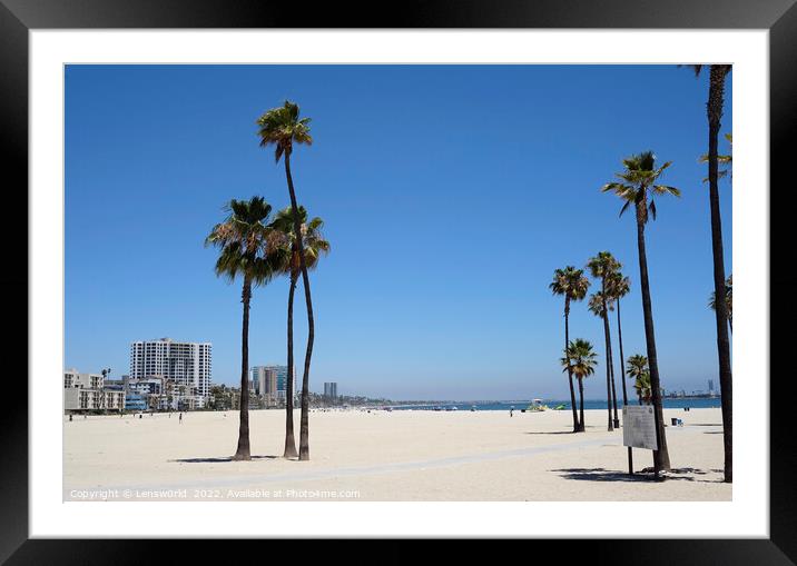 Palm trees at Long Beach, LA, California Framed Mounted Print by Lensw0rld 