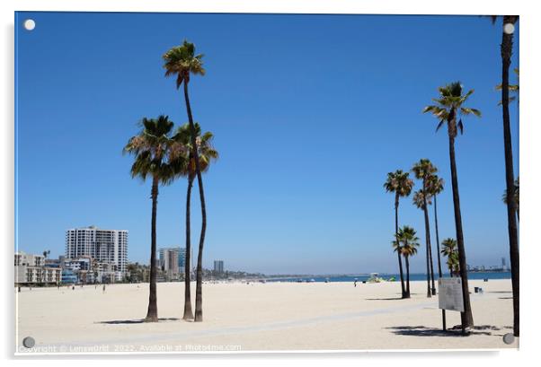 Palm trees at Long Beach, LA, California Acrylic by Lensw0rld 