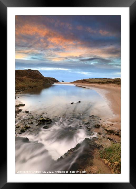 Waterfall view at Broad Haven (South)  Framed Mounted Print by Andrew Ray