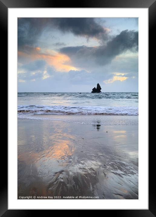 Beach reflections (Broad Haven South) Framed Mounted Print by Andrew Ray
