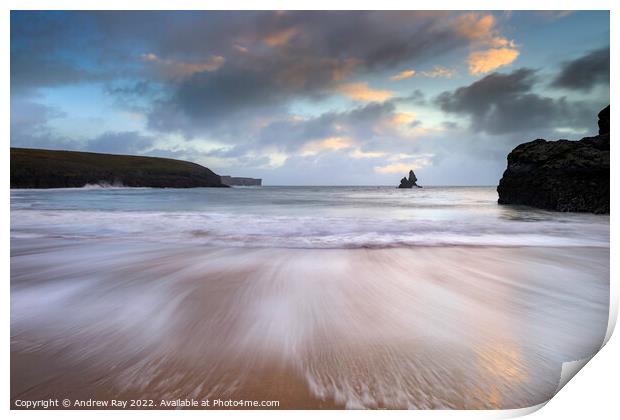 Foam pattern at sunrise (Broad Haven South)  Print by Andrew Ray