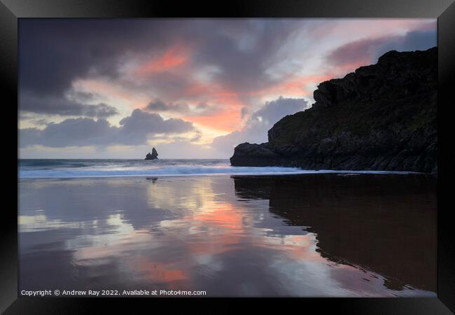Reflections of sunrise (Broad Haven South) Framed Print by Andrew Ray