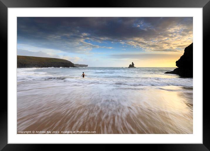 Water patterns (Broad Haven South) Framed Mounted Print by Andrew Ray