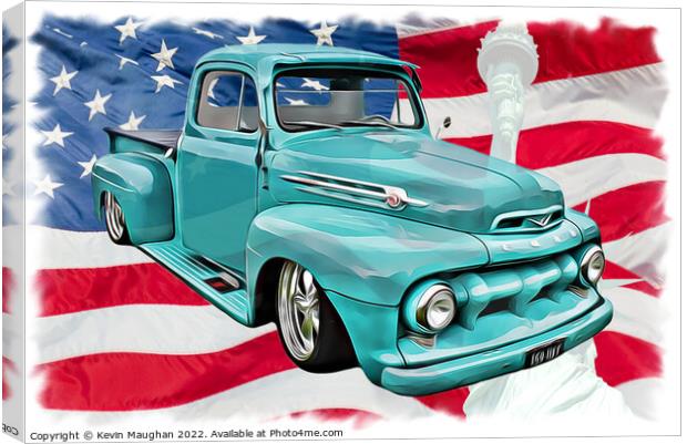 Vintage Ford F1 Pickup in Digital Art Canvas Print by Kevin Maughan