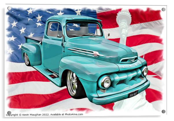 Vintage Ford F1 Pickup in Digital Art Acrylic by Kevin Maughan