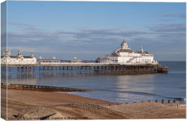 Eastbourne Pier late evening light Canvas Print by Sally Wallis