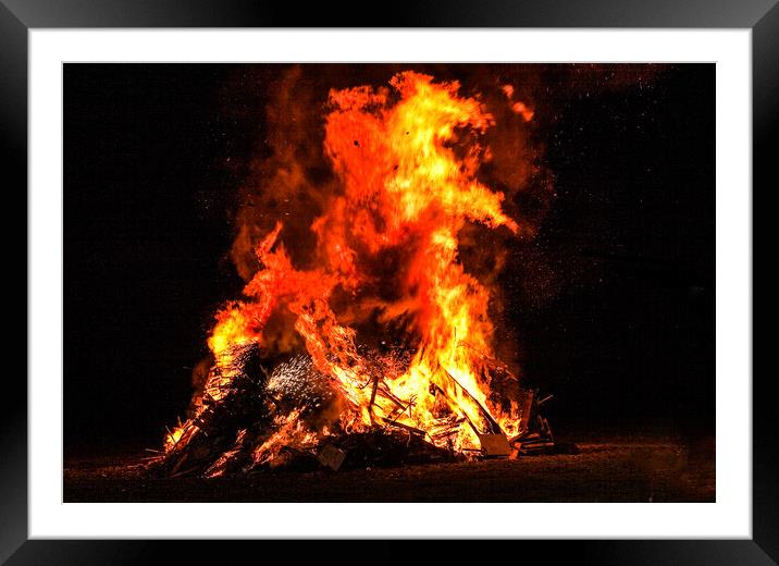 Celebration bonfire & rocket Framed Mounted Print by Sally Wallis