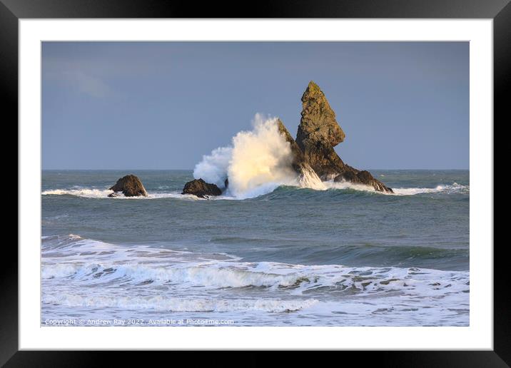 Breaking wave (Broad Haven)  Framed Mounted Print by Andrew Ray
