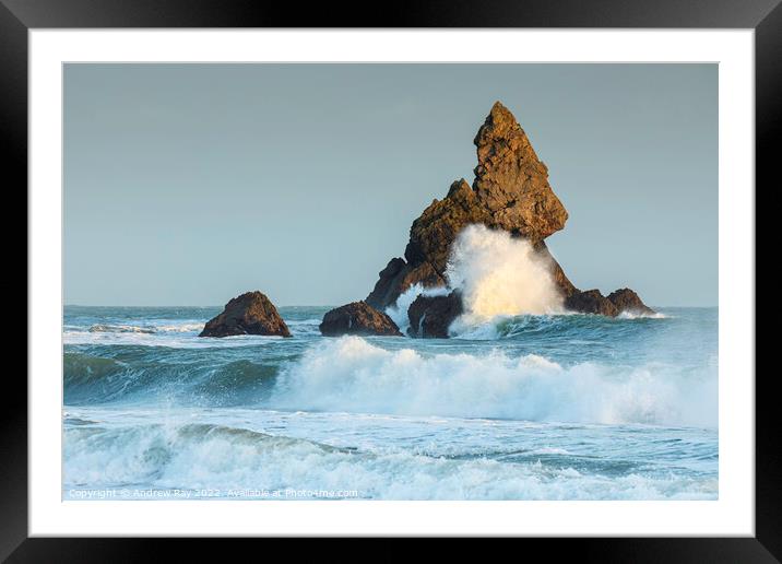 Rough sea at Church Rock  Framed Mounted Print by Andrew Ray
