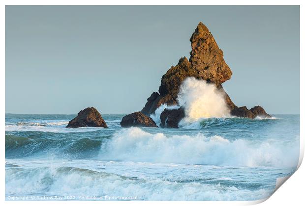 Rough sea at Church Rock  Print by Andrew Ray