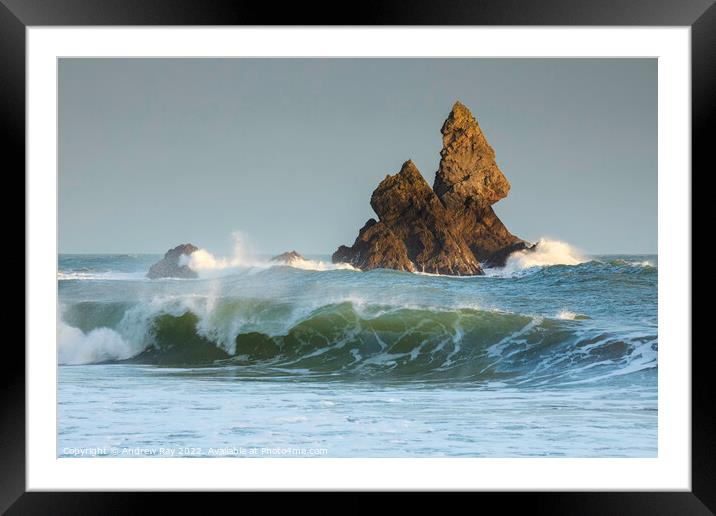 Incoming wave (Broad Haven South)  Framed Mounted Print by Andrew Ray