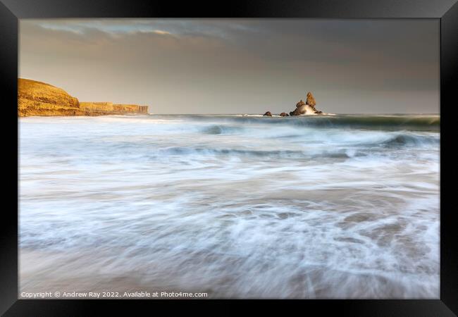 Evening at Broad Haven  Framed Print by Andrew Ray