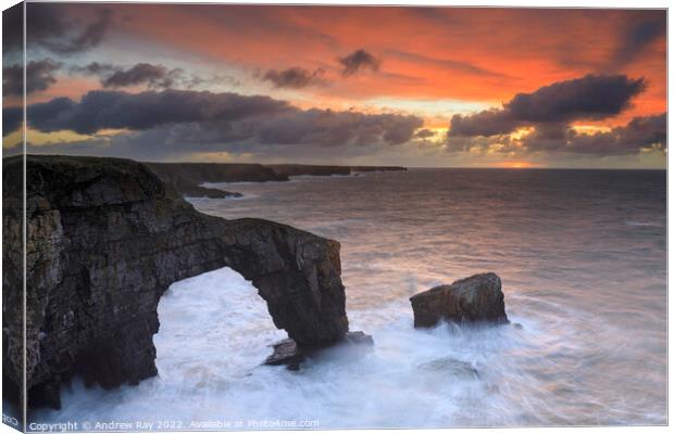 Green Bridge of Wales at sunrise Canvas Print by Andrew Ray
