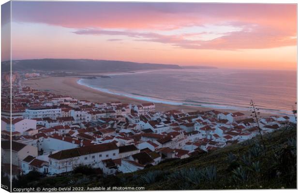 Twilight at Nazare Village Canvas Print by Angelo DeVal