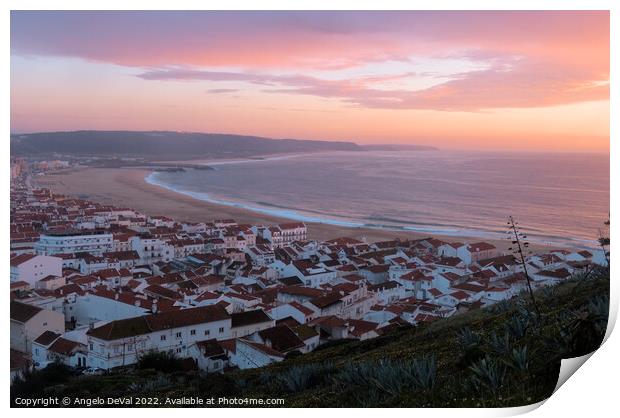 Twilight at Nazare Village Print by Angelo DeVal