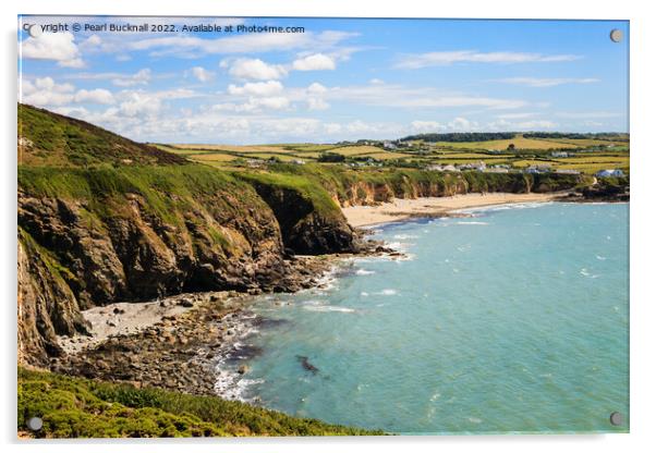 Rocky Coast to Church Bay Anglesey Acrylic by Pearl Bucknall