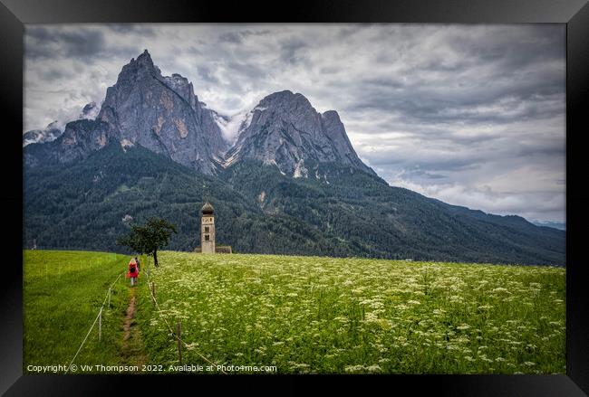 Walking in South Tyrol Framed Print by Viv Thompson