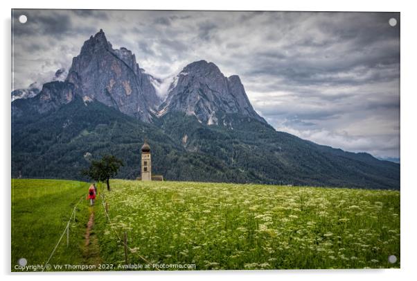 Walking in South Tyrol Acrylic by Viv Thompson