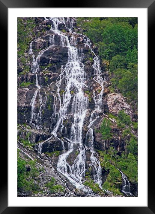 Linhamnen waterfall Norway Framed Mounted Print by Martyn Arnold