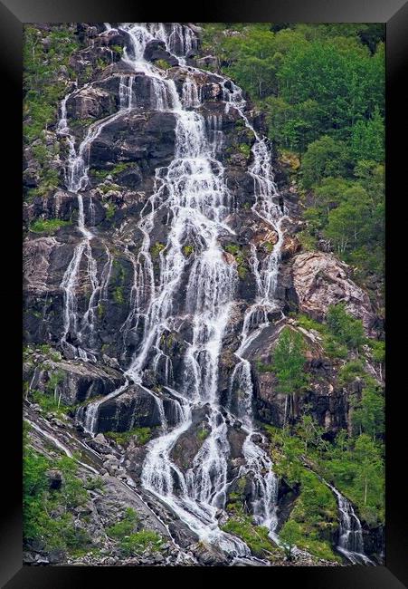 Linhamnen waterfall Norway Framed Print by Martyn Arnold