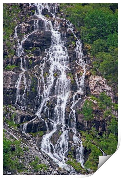 Linhamnen waterfall Norway Print by Martyn Arnold