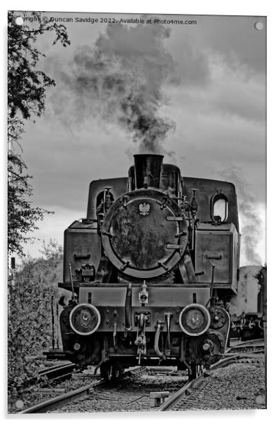  4015 Karels steam train at Avon Valley Railway black and white Acrylic by Duncan Savidge